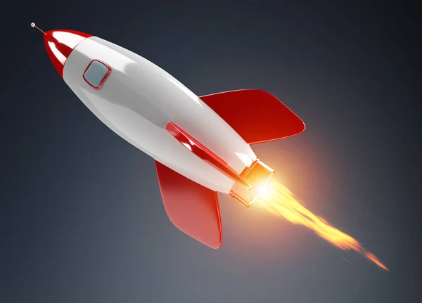 Isolated modern digital rocket 3D rendering — Stock Photo, Image