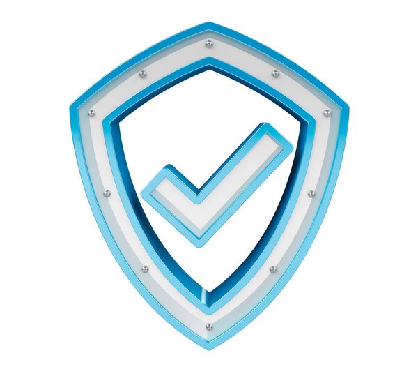 Modern digital data shield antivirus 3D rendering