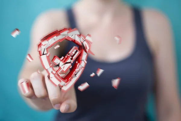 Businesswoman facing security break 3D rendering — Stock Photo, Image