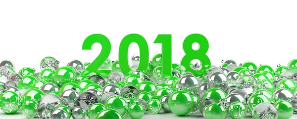 2018 Nouvel An avec Noël boules rendu 3D — Photo
