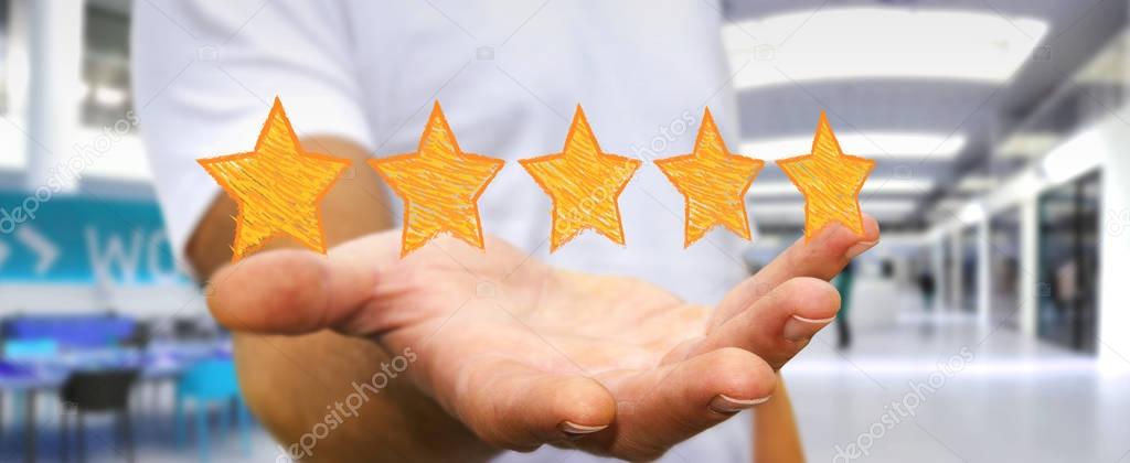 Businessman rating with hand drawn stars 