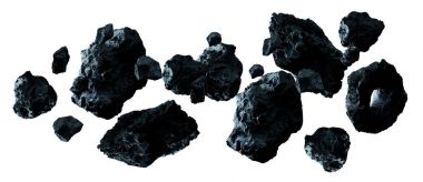 Dark rock asteroid pack 3D rendering clipart