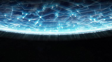 3d render bağlantılar sistem ve veri değişim gezegende toprak