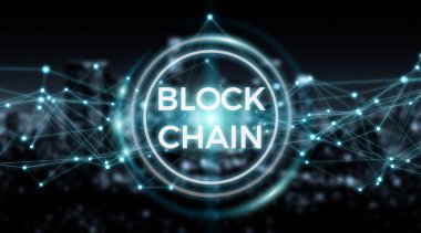 Blockchain bağlantı arka plan 3d render