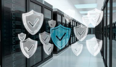 Sunucu Oda veri merkezi 3d render aktif güvenlik duvarı