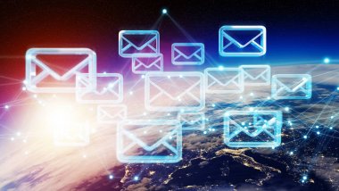 E-posta alışverişi Planet Earth 3d render