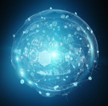 Hologram veriler dijital küre 3d render