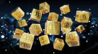Bitcoins değişim arka plan 3d render
