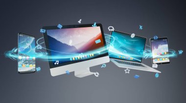 Teknik cihazlar ve simgeler uygulamaları 3d işleme bağlı