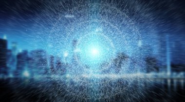 Dijital ağ bağlantısı küre arabirimi 3d render