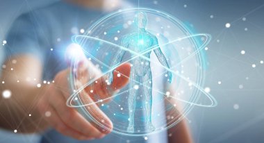 Dijital röntgen insan vücudu tarama arabirimi 3d ren kullanarak iş adamı