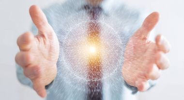 Dijital ağ bağlantısı küre 3B oluşturmayı kullanarak iş adamı