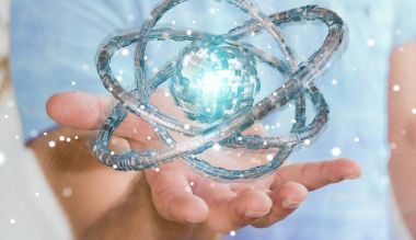 Fütüristik torus dokulu nesnesi 3B oluşturmayı kullanarak iş adamı