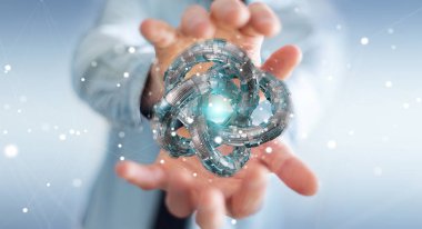 Fütüristik torus dokulu nesnesi 3B oluşturmayı kullanarak iş adamı