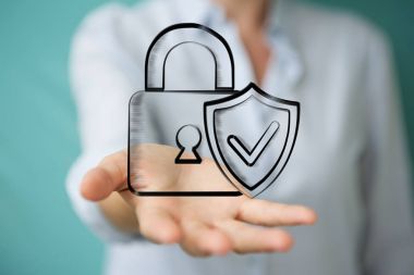 Holding ve elle çizilmiş bir virüsten koruma sistem dokunmadan işkadını