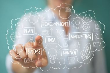 Onun han ile el yazması proje sunum kullanarak iş kadını