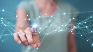 Uçan ağ bağlantısı 3B oluşturmayı kullanarak iş kadını