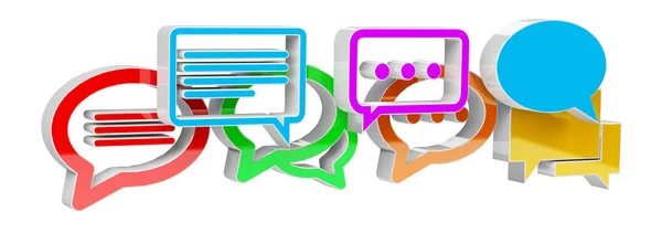 Iconos de conversación de renderizado 3D colorido digital —  Fotos de Stock