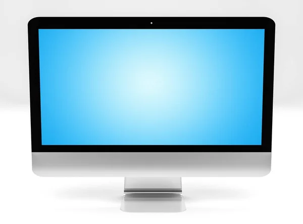 Beyaz arka planda 3d render modern metalik bilgisayar — Stok fotoğraf