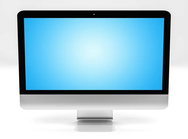 Modern metallic computer on white background 3D rendering — Stock Photo, Image