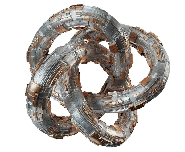 Futuristické torus technologie texturované 3d vykreslení objektu — Stock fotografie