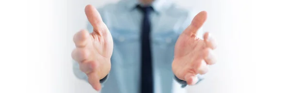 Panorama view of empty businessman hand — Stock Photo, Image