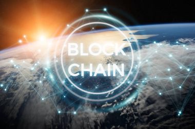 Blockchain Planet Earth 3d render