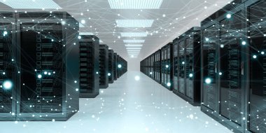 Sunucu odası Merkezi Cyber veriler 3B oluşturmayı alışverişi