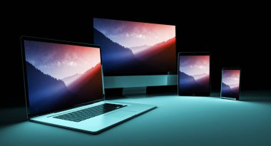 Modern dijital gümüş teknik cihaz 3d render