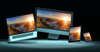Modern dijital gümüş teknik cihaz 3d render