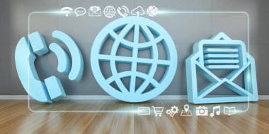 Modern iç 3d render simgeleri başvurun