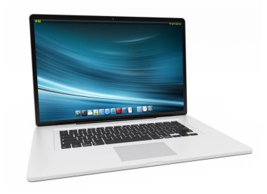 Modern gümüş dizüstü 3d render