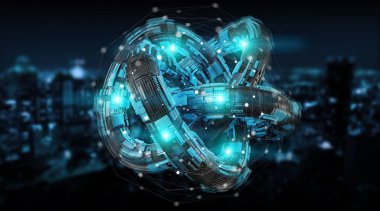 Nesne 3d render dokulu fütüristik torus teknoloji