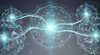 Dijital ağ bağlantısı küre arabirimi 3d render