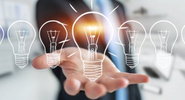 Bir kroki ampul tutan işadamı