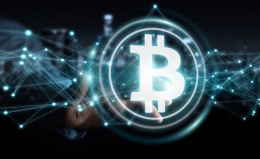 İşadamı bitcoins cryptocurrency 3d işleme kullanarak