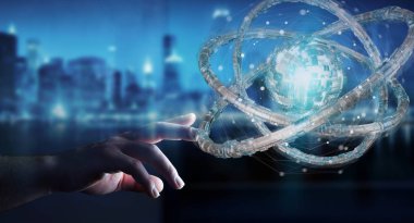 Fütüristik torus dokulu nesnesi 3B oluşturmayı kullanarak iş adamı