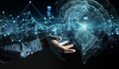 ABD dünya harita arabirimi 3d işlemesini kullanan iş adamı