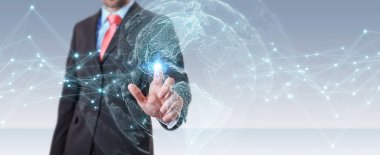 ABD dünya harita arabirimi 3d işlemesini kullanan iş adamı