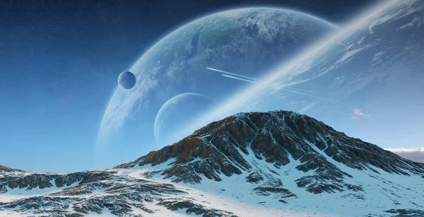 Exoplaneter i rymden 3d rendering element i denna bild Eaton — Stockfoto