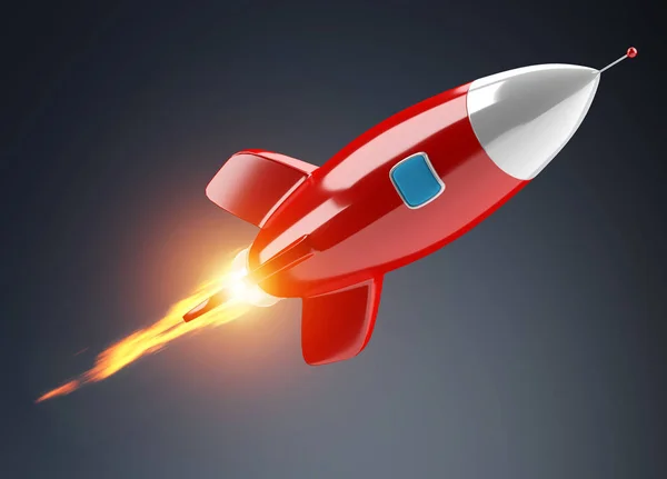 Isolated modern digital rocket 3D rendering — Stock Photo, Image