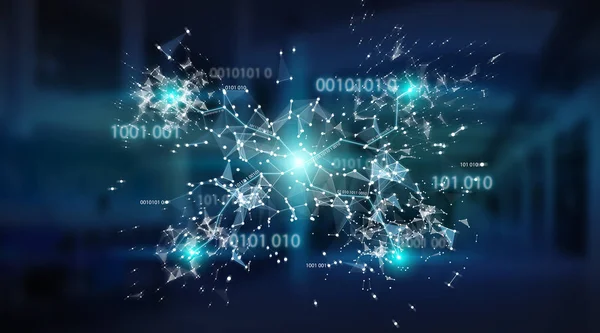 Digital binary code connection network background 3D rendering — Stock Photo, Image