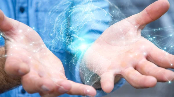 ABD dünya harita arabirimi 3d işlemesini kullanan iş adamı