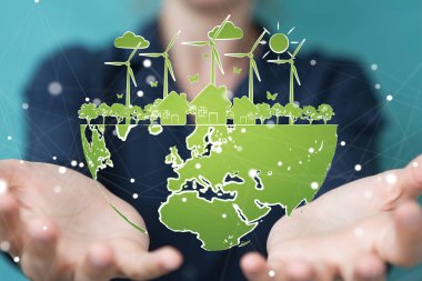 Çok dokunaklı ve yenilenebilir enerji kroki tutan bir işkadını