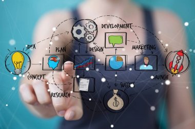 Onun han ile el yazması proje sunum kullanarak iş kadını