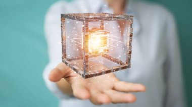 Fütüristik kullanarak işkadını dokulu nesnesi 3d işleme küp