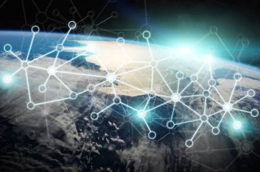 3d render bağlantılar sistem ve veri değişim gezegende toprak