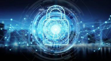 Modern dijital veri virüsten koruma 3d render kalkan