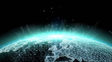 Bağlantıları sistem küresel dünya görünümü 3d render