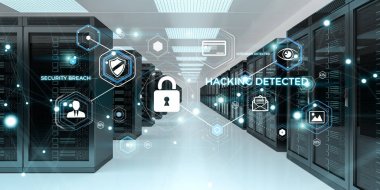 Sunucu Oda veri merkezi 3d render aktif güvenlik duvarı